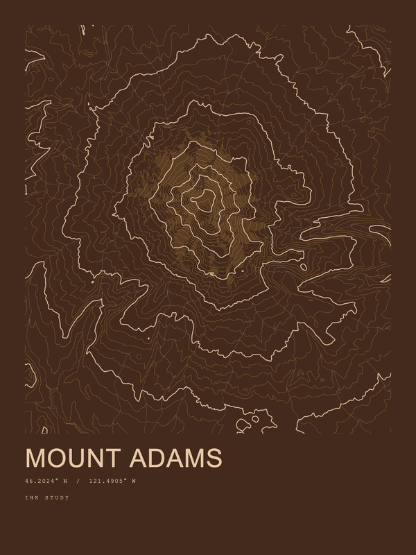 Mount Adams — Ink print in Desert Dark