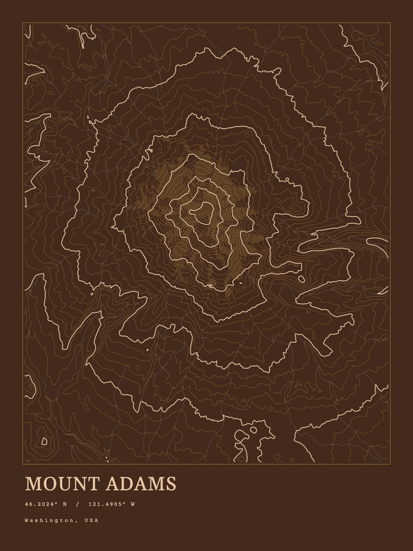 Mount Adams — Ink print in Desert Dark