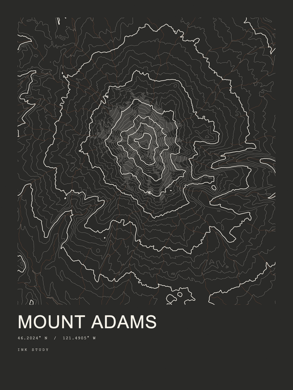 Mount Adams — Ink print in Ink Dark