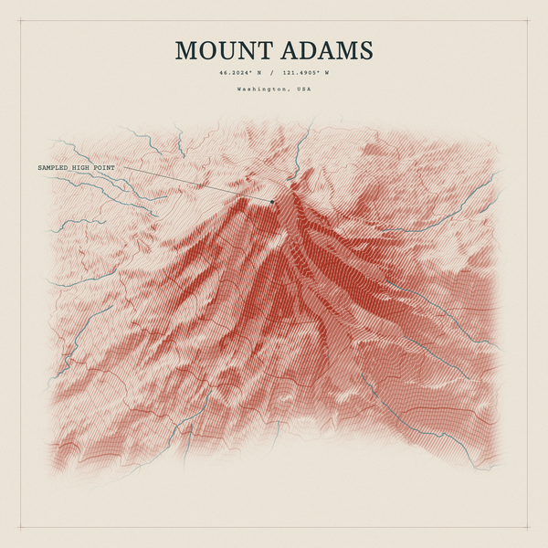 Mount Adams — Red Relief print in Ember & Ochre (square)