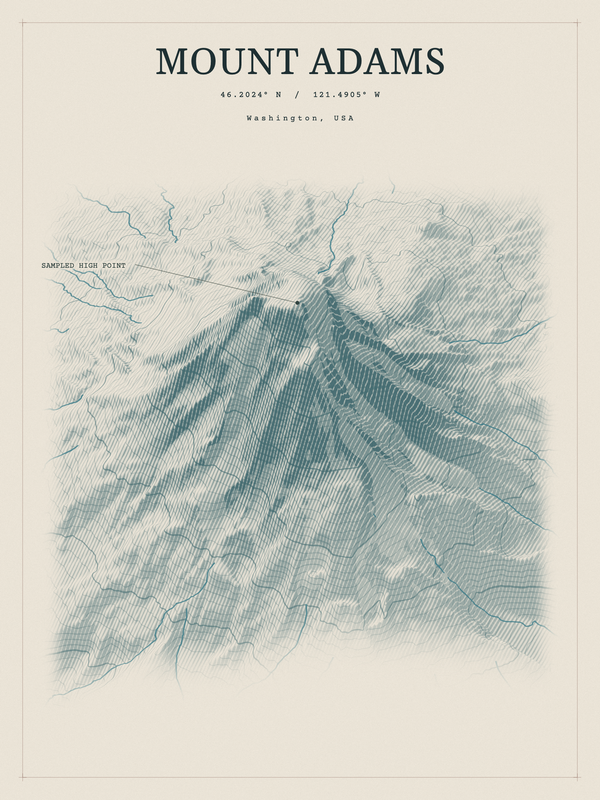 Mount Adams — Red Relief print in Graphite