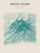 Mount Adams — Red Relief print in Alpine Teal
