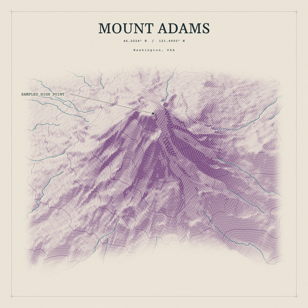 Mount Adams — Red Relief print in Plum & Clay (square)