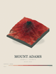 Mount Adams — Terrain Relief print in Red Earth