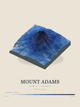 Mount Adams — Terrain Relief print in Ultramarine
