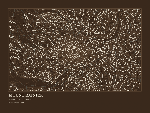 Mount Rainier — Ink print in Atlas Dark (landscape)