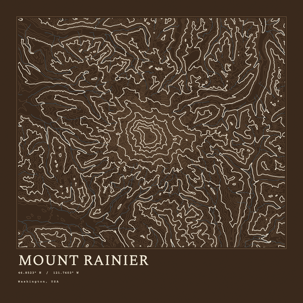 Mount Rainier — Ink print in Atlas Dark (square)
