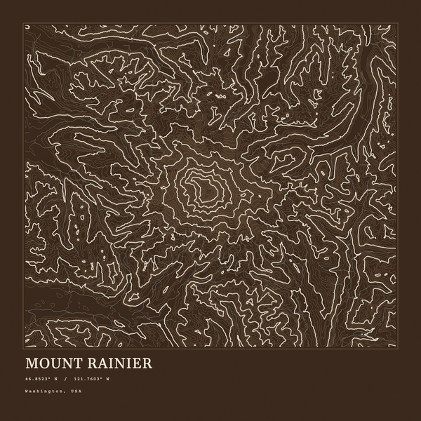 Mount Rainier — Ink print in Atlas Dark (square)