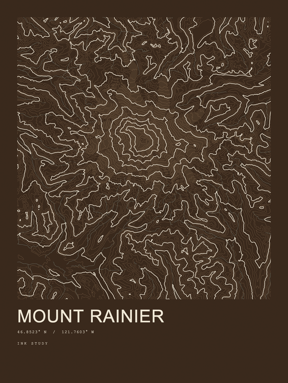 Mount Rainier — Ink print in Atlas Dark