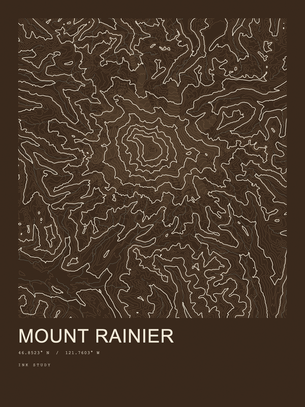 Mount Rainier — Ink print in Atlas Dark