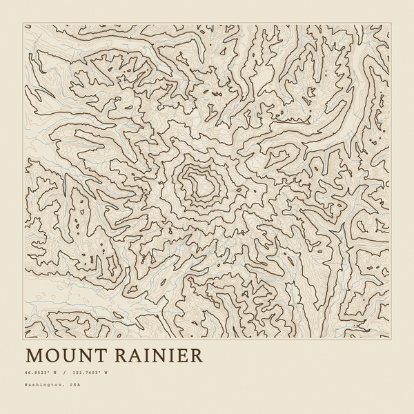 Mount Rainier — Ink print in Atlas Light (square)