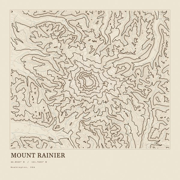 Mount Rainier — Ink print in Atlas Light (square)