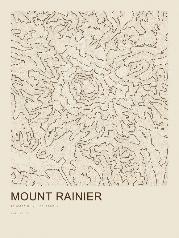 Mount Rainier — Ink print in Atlas Light