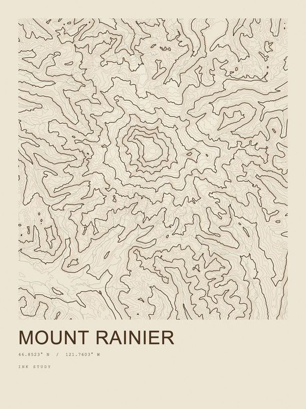 Mount Rainier — Ink print in Atlas Light
