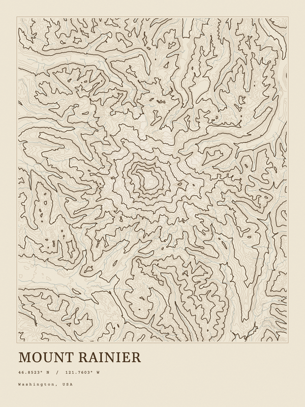 Mount Rainier — Ink print in Atlas Light