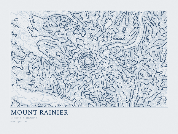 Mount Rainier — Ink print in Blueprint Light (landscape)