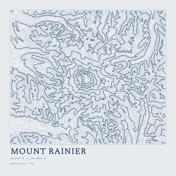 Mount Rainier — Ink print in Blueprint Light (square)
