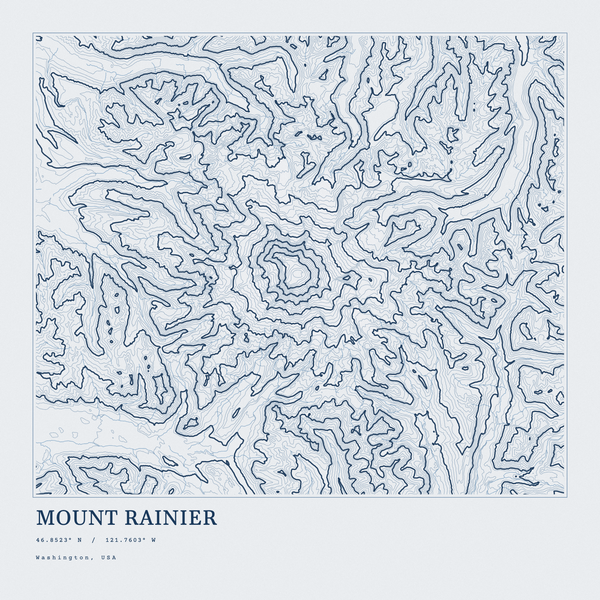 Mount Rainier — Ink print in Blueprint Light (square)