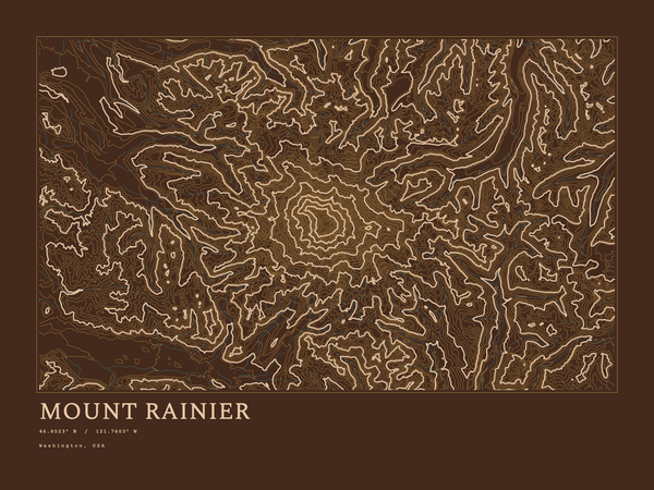Mount Rainier — Ink print in Desert Dark (landscape)