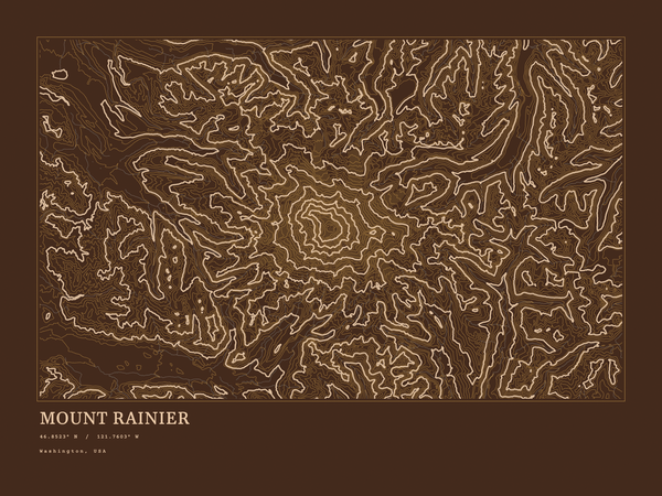 Mount Rainier — Ink print in Desert Dark (landscape)