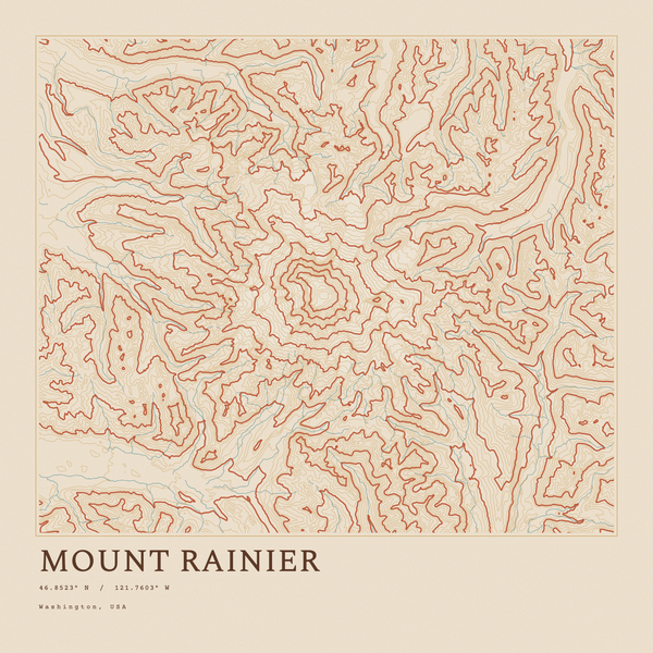 Mount Rainier — Ink print in Desert Light (square)