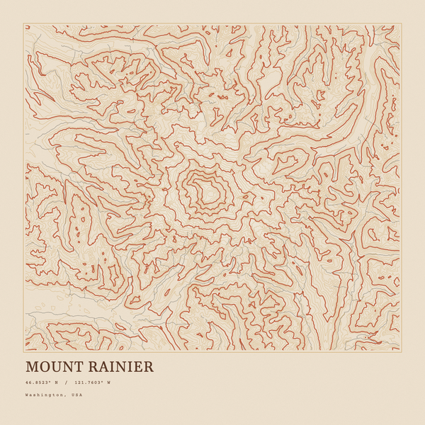 Mount Rainier — Ink print in Desert Light (square)