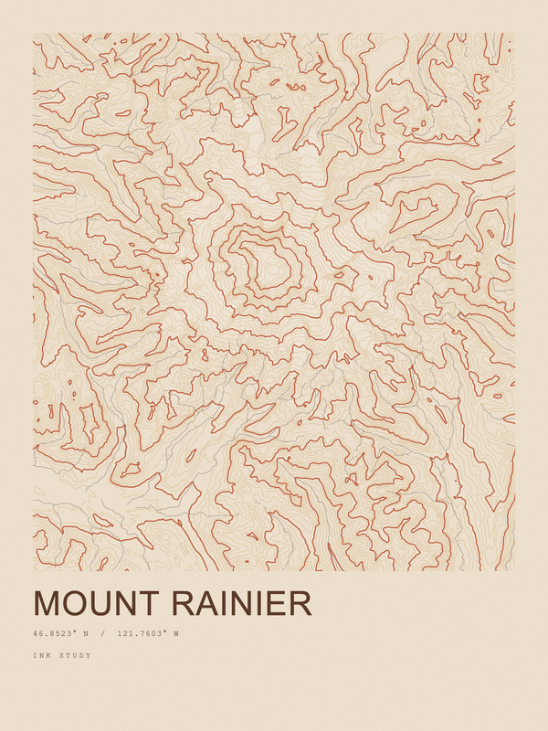 Mount Rainier — Ink print in Desert Light