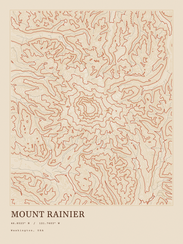 Mount Rainier — Ink print in Desert Light