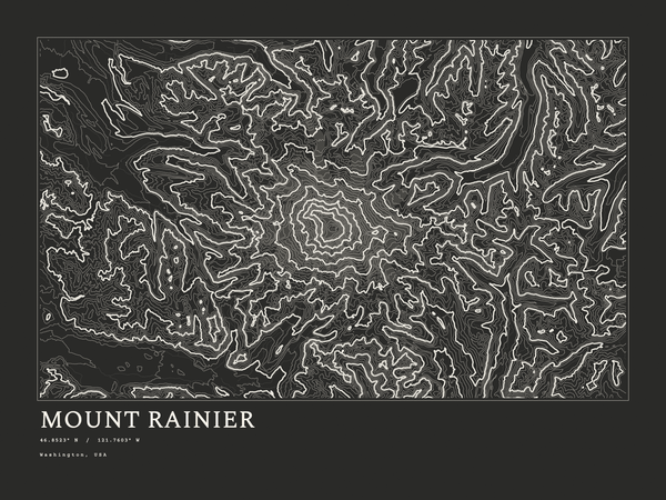 Mount Rainier — Ink print in Ink Dark (landscape)