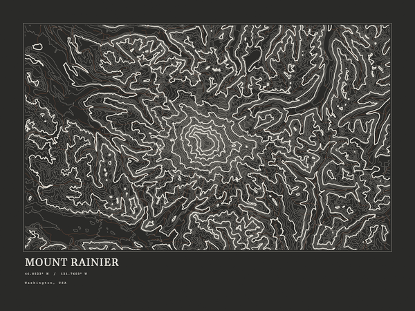 Mount Rainier — Ink print in Ink Dark (landscape)