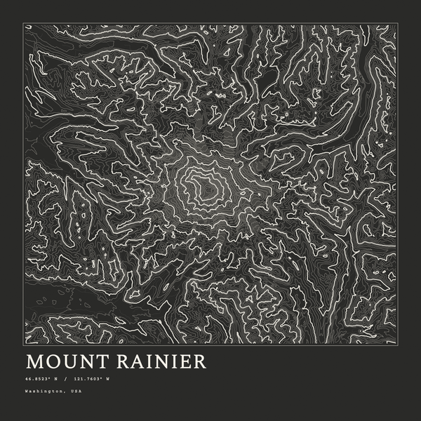 Mount Rainier — Ink print in Ink Dark (square)