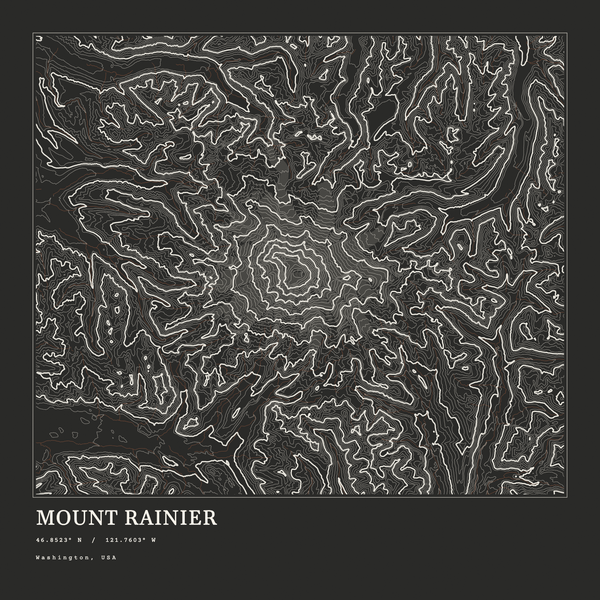 Mount Rainier — Ink print in Ink Dark (square)