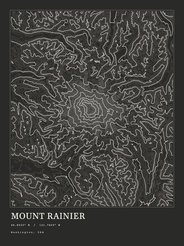 Mount Rainier — Ink print in Ink Dark