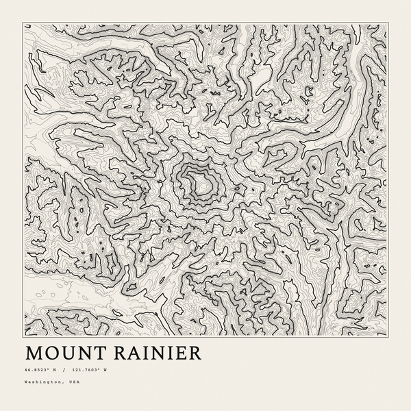 Mount Rainier — Ink print in Ink Light (square)
