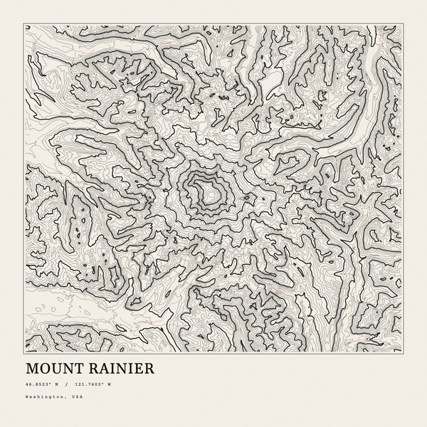 Mount Rainier — Ink print in Ink Light (square)