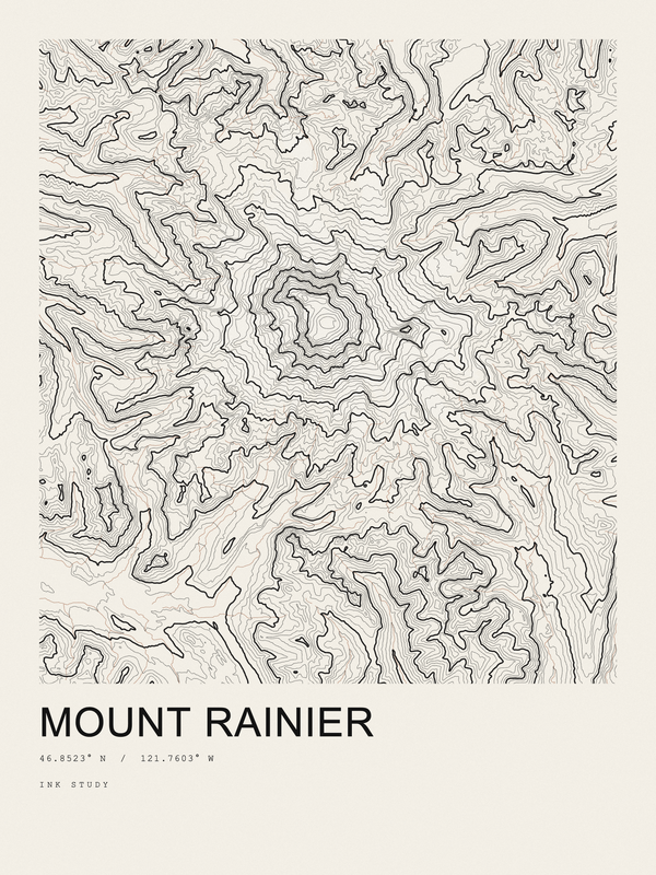 Mount Rainier — Ink print in Ink Light