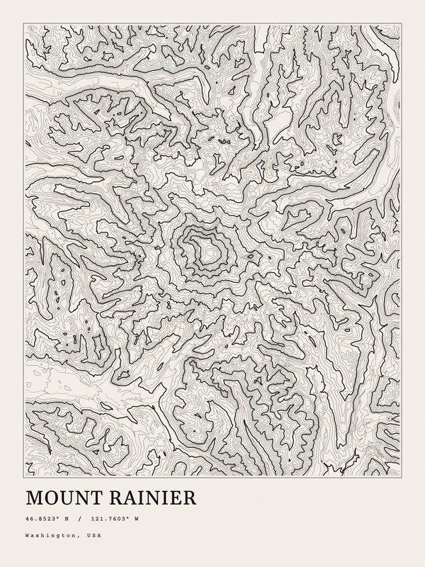 Mount Rainier — Ink print in Ink Light