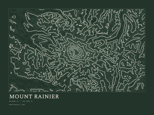 Mount Rainier — Ink print in Ranger Dark (landscape)