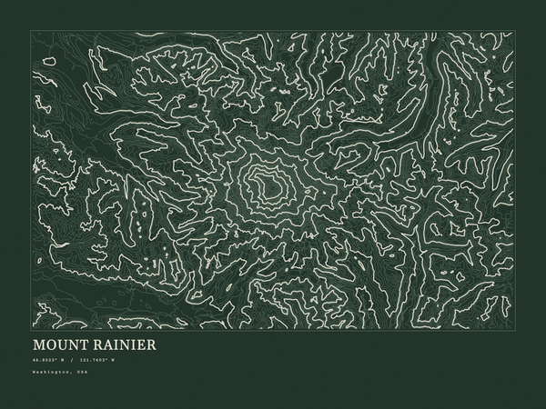 Mount Rainier — Ink print in Ranger Dark (landscape)