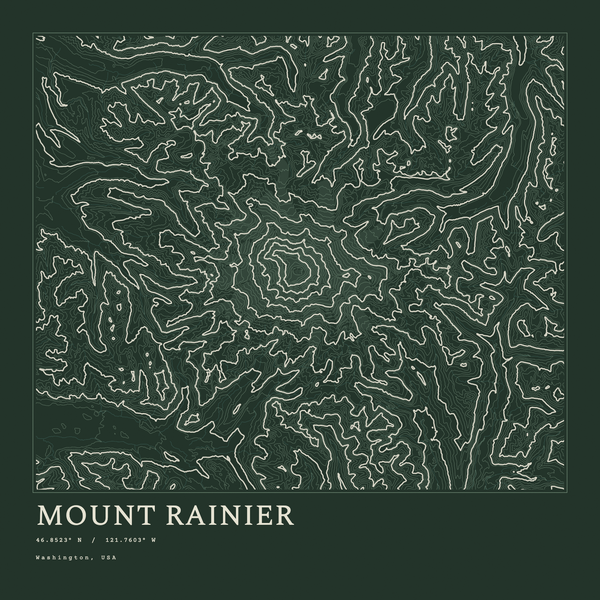 Mount Rainier — Ink print in Ranger Dark (square)