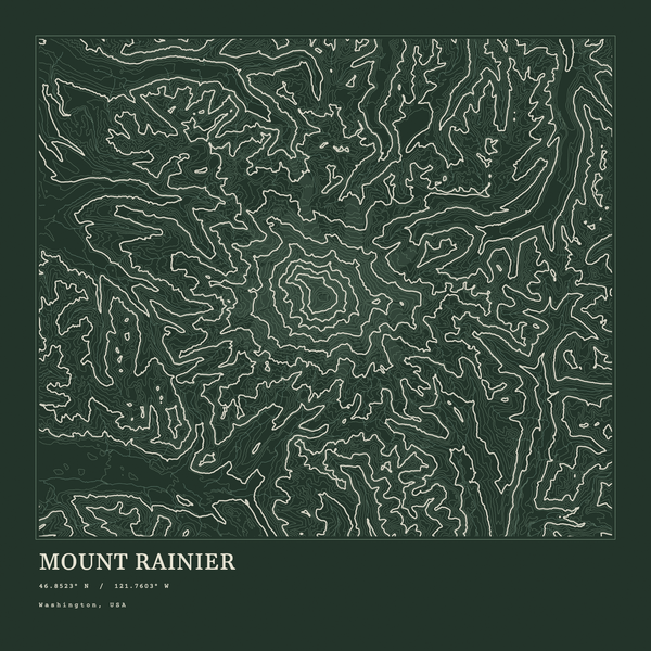 Mount Rainier — Ink print in Ranger Dark (square)