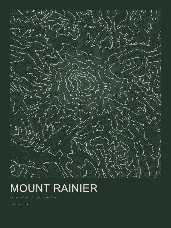 Mount Rainier — Ink print in Ranger Dark
