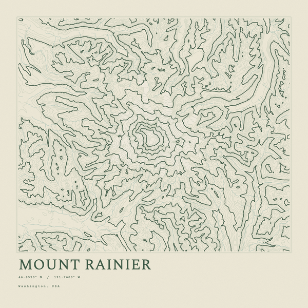 Mount Rainier — Ink print in Ranger Light (square)