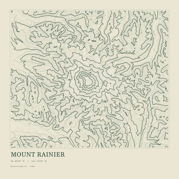 Mount Rainier — Ink print in Ranger Light (square)