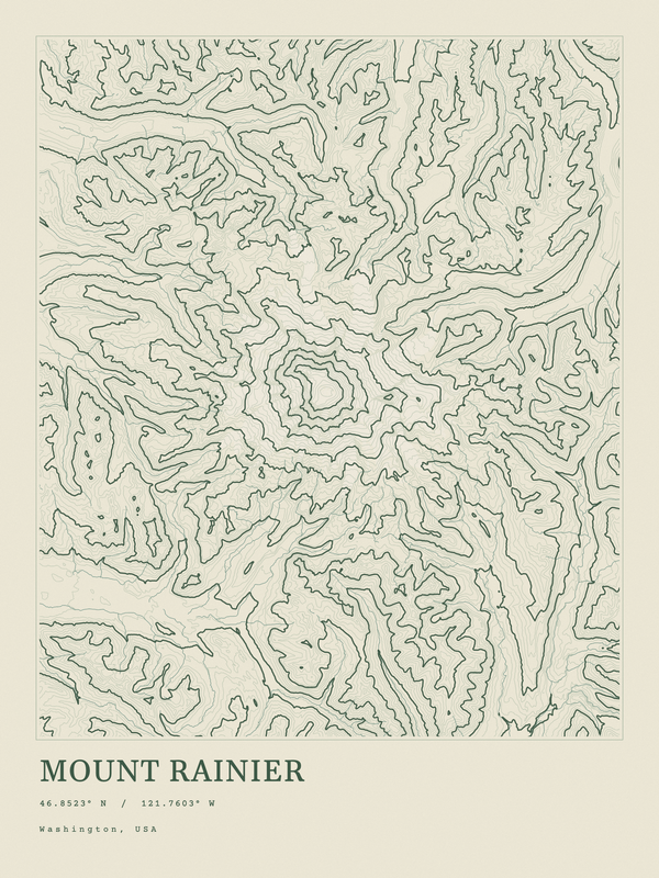 Mount Rainier — Ink print in Ranger Light