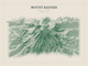 Mount Rainier — Red Relief print in Forest Floor (landscape)