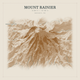 Mount Rainier — Red Relief print in Saffron & Slate (square)
