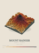 Mount Rainier — Terrain Relief print in Ember & Ochre