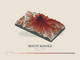 Mount Rainier — Terrain Relief print in Red Earth (landscape)