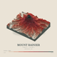 Mount Rainier — Terrain Relief print in Red Earth (square)